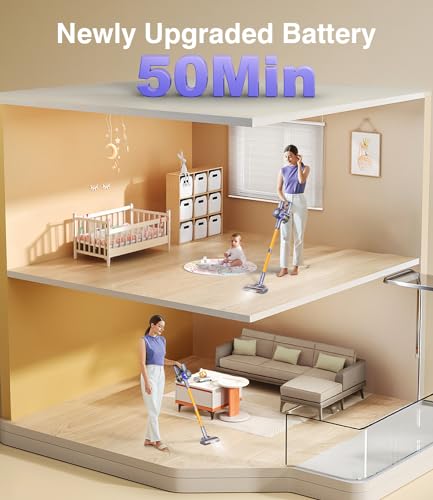 450W 40Kpa Powerful Rechargeable Cordless Stick Vacuum Cleaner for Home | Lightweight Portable Cordless Vacuum for Hard