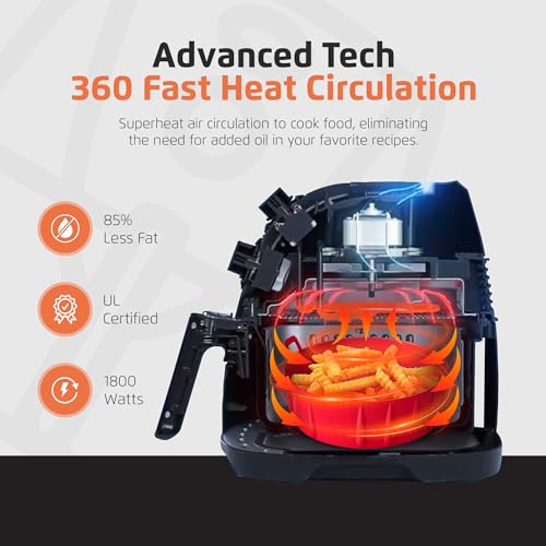 Extra-Large 8.6 Quart Air Fryer for Quick and Healthy Cooking | Low Fat Air Fryer with 1800 Watts for Healthy Meals | L