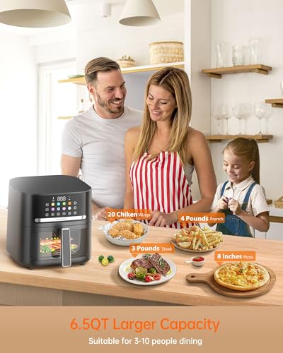 FABULETTA 6.5QT Large Air Fryer For Crisp & Roast Meals With Clear Window & Washable Basket FABULETTA 6.5QT Large Air Fr