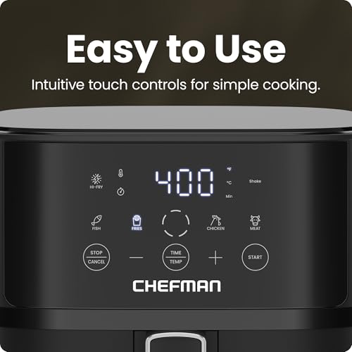Chefman 6 QT Air Fryer - Quick & Easy Meals in Minutes for Busy Families, Features Hi-Fry Technology for Extra Crisp, To