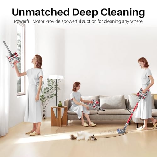 Lightweight Stick Vacuum Cleaner for Home Pet Hair Removal | Anti-Tangle Cordless Vacuum for Deep Carpet Cleaning | Rec
