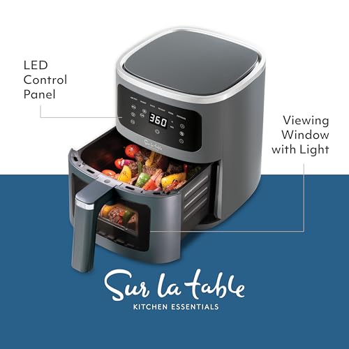 Sur La Table Compact |2 Quart Air Fryer - Digital LED Touchscreen Display | Chicken, Fries, Fish, Veggies | Health-Consc
