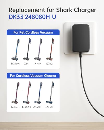 Shark Pet Cordless Stick Vacuum IX141 IZ140H IX141H IZ142 Charger - 2|8V |9FT Power Cord | Compatible Shark Cordless Va