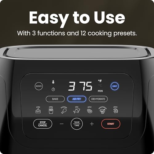 Chefman Multifunctional Digital Air Fryer - Large Easy-View Window, Auto Shutoff, Fry, Roast, Dehydrate, Bake Chefman