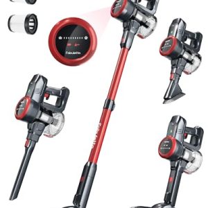 FABULETTA Cordless Vacuum Cleaner Red Max 50 Mins Runtime Light Home Cleaning Pet Hair Removal