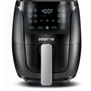 **Gourmia Air Fryer Oven Black and Stainless Steel Accents 12 1-Touch Cooking Presets Large AirFryer Cooker Digital Dis