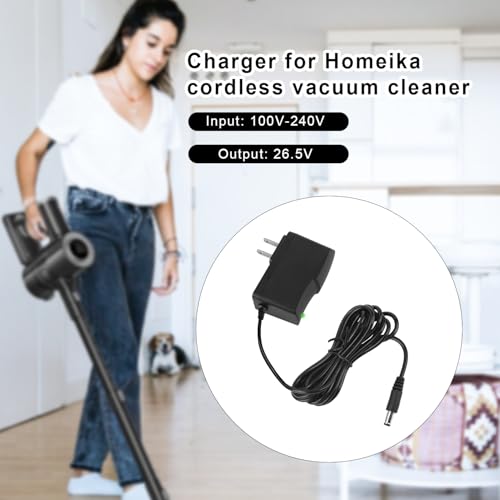 Homeika H016 Cordless Vacuum Cleaner Charger 26.5V Strong Suction Replacement Adapter with 6ft Cord Accessories for Home