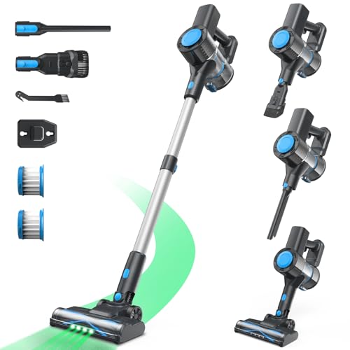 Powerful Lightweight Cordless Stick Vacuum Cleaner for Home and Carpet (Blue) | Anti-Tangle 8-in-1 Rechargeable Cordles
