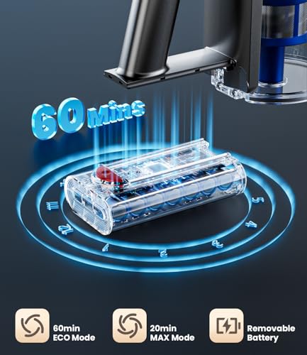 Cordless Vacuum Cleaner for Home 500W 40Kpa 60Mins | Anti-Tangle Wall Mount Charging 8 in 1 Cordless Vacuum Cleaner | L