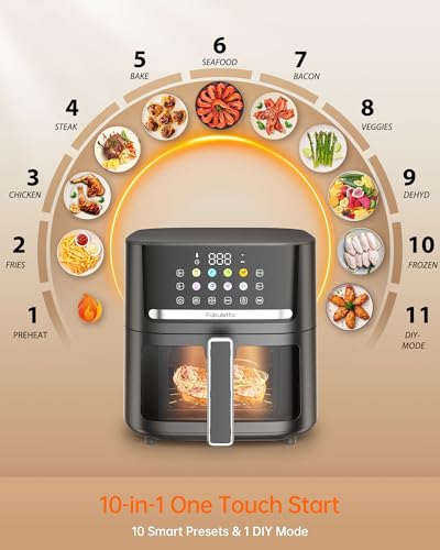 FABULETTA 6.5QT Large Air Fryer For Crisp & Roast Meals With Clear Window & Washable Basket FABULETTA 6.5QT Large Air Fr