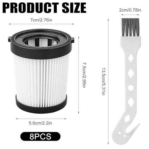 Fabuletta FSV101 & FSV001 8PCs HEPA Vacuum Filter Replacement, Cleaning Brush Included | Girnoor G165, G160, Afoddon A3