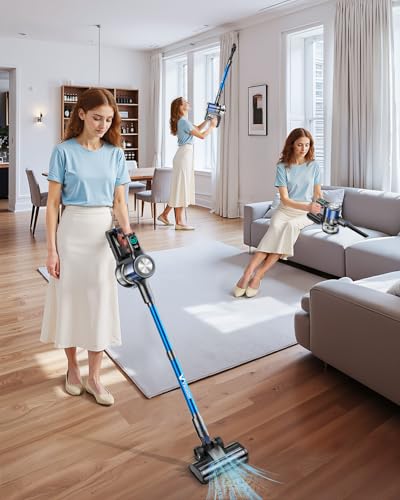 8-in-1 Cordless Stick Vacuum Cleaner for Home Pet Hair Cleaning | Rechargeable Cordless Vacuum Cleaner with 3 Suction M