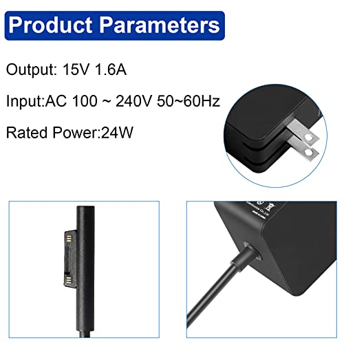 Microsoft Surface 24W Power Supply Adapter, Compatible with Go/Go 2/Go 3/Pro 4/Pro 3 AC Charger