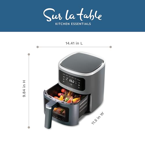 Sur La Table Compact |2 Quart Air Fryer - Digital LED Touchscreen Display | Chicken, Fries, Fish, Veggies | Health-Consc