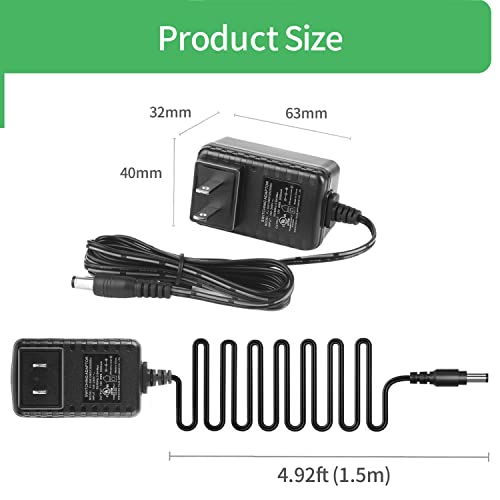 Universal 12V 2A Power Supply Charger for LED Strip Light, CCTV Camera, Piano Keyboard (24Watt, 5ft/1.5m) UL Listed Un
