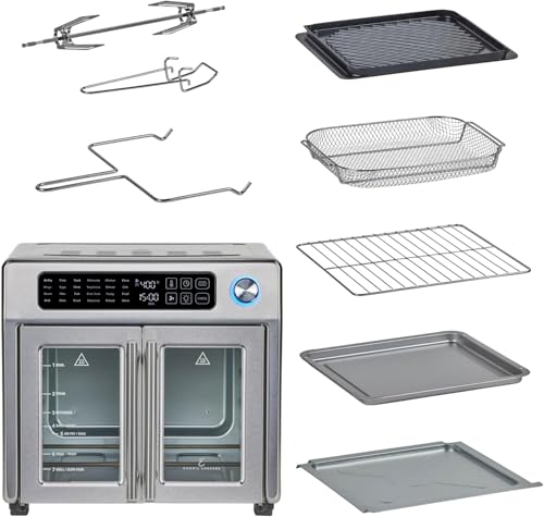 Emeril Lagasse 24 Cooking Functions French Door Air Fryer Toaster Oven, Stainless Steel, 26QT Capacity