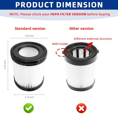 Fabuletta FSV001/FSV101/Girnoor G160/G165/Lubluelu 202/Oraimo OSV-102/VacLife VL732 Stick Vacuum Filter Replacement - 4