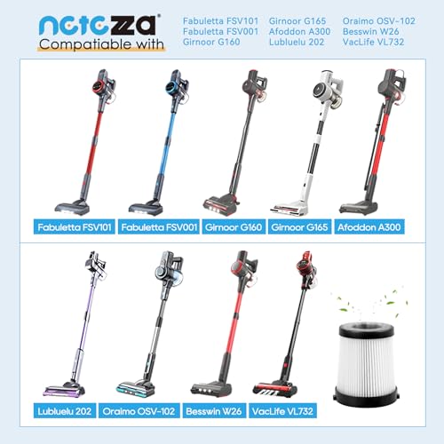 Fabuletta FSV001 Replacement Filter for Cordless Stick Vacuum Cleaners 4 Pack Afoddon A300 Series