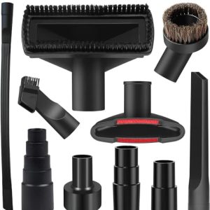 10PCS Universal Vacuum Attachments Kit for Shop Vac Accessories - Flexible Crevice Tool & Horse Hair Brush - Ideal for