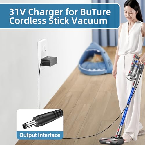 Buture 31V Power Cord for Cordless Vacuum JR200 JR400 JR500 JR600 JR700 400W 30VDC 2500mAh Li-ion Battery Cleanercordusa