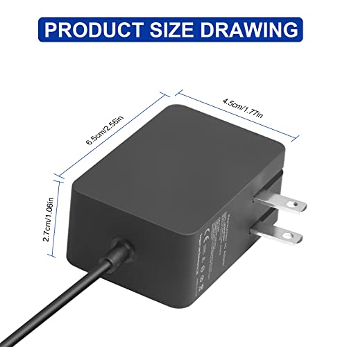 Microsoft Surface 24W Power Supply Adapter, Compatible with Go/Go 2/Go 3/Pro 4/Pro 3 AC Charger