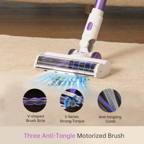 FABULETTA Cordless Vacuum Cleaner for Home FABULETTA 500W Lightweight Vacuum Cleaner with MAX 50 Min Detachable Battery