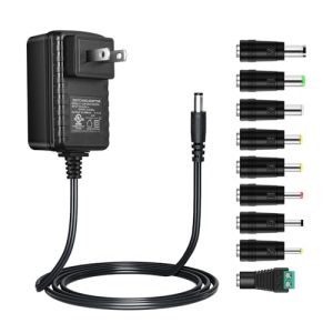 Universal 12V 2A Power Supply Charger for LED Strip Light, CCTV Camera, Piano Keyboard (24Watt, 5ft/1.5m) UL Listed Un