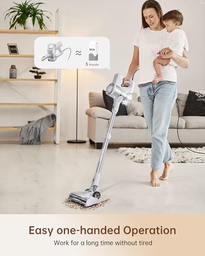 FABULETTA 23Ft Corded Stick Vacuum, Powerful 600W Telescopic Corded Vacuum for Hair and Hard Floors, Light and Portable