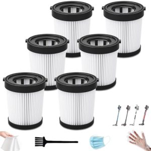 6 Pack HEPA Vacuum Filter Replacement for Cordless Stick Cleaners, Fabuletta FSV001/FSV101, Girnoor G160/G165, Afoddon A