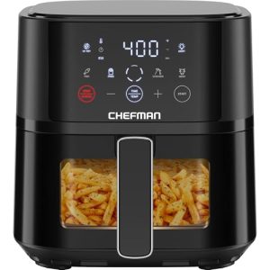 Chefman 4 QT Air Fryer for Quick & Easy Meals - Compact, Extra Crisp, Easy-View Window, Touch Controls, Nonstick Basket