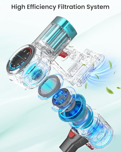 Rechargeable Cordless Vacuum Cleaner for Home, 550W/45Kpa/65Mins, Lightweight for Carpet/Pet Hair/Hardwood Floor, Self-