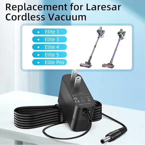 Larelse Cordless Stick Vacuum Power Cord 31V Charger Elite 5 Pro 25.9V AC Adapter Cleaner
