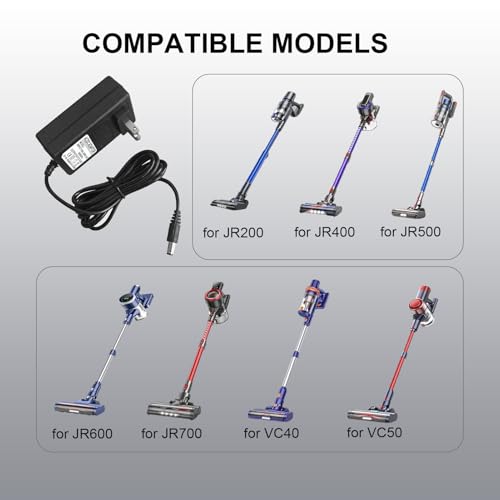 Buture JR200 JR400 JR500 JR600 JR700 VC40 VC50 Cordless Vacuum 31V Charger Replacement, 25.9V DC Li-ion Battery Power Su
