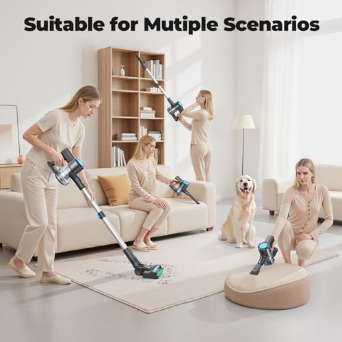 Powerful Lightweight Cordless Stick Vacuum Cleaner for Home and Carpet (Blue) | Anti-Tangle 8-in-1 Rechargeable Cordles