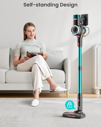 Rechargeable Cordless Vacuum Cleaner for Home, 550W/45Kpa/65Mins, Lightweight for Carpet/Pet Hair/Hardwood Floor, Self-