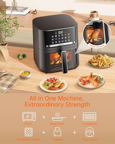 FABULETTA 6.5QT Large Air Fryer For Crisp & Roast Meals With Clear Window & Washable Basket FABULETTA 6.5QT Large Air Fr