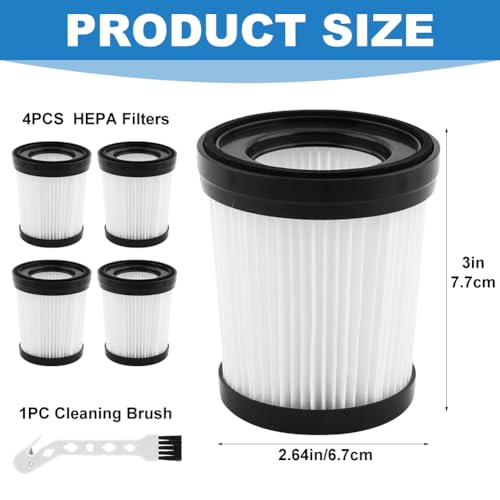 Girnoor G160 & G165 4Pack HEPA Filter for Stick Vacuum Cleaners, Replacement Filters with Cleaning Brush FSV101 & FSV0