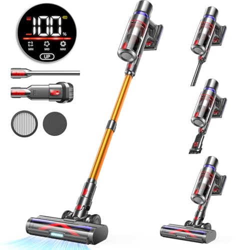 Cordless Vacuum Cleaner with Anti-tangle Brush for Home Carpet and Hardwood Floors Cordless Stick Vacuum with Touch Sc