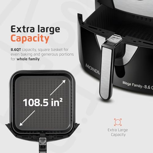 Extra-Large 8.6 Quart Air Fryer for Quick and Healthy Cooking | Low Fat Air Fryer with 1800 Watts for Healthy Meals | L
