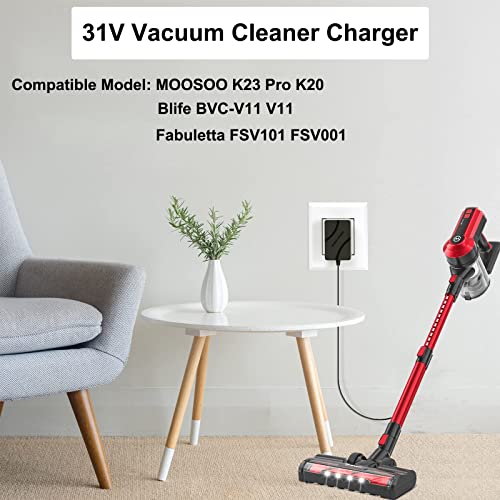 MOOSOO K23 Pro K20, Blife BVC-V11 V11, Fabuletta FSV101 FSV001, ORFELD B08 C10A Cordless Vacuum Charger 31V Power Cord