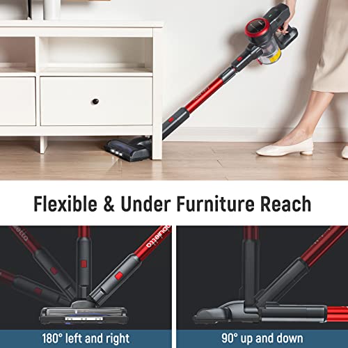 FABULETTA Cordless Vacuum Cleaner Red Max 50 Mins Runtime Light Home Cleaning Pet Hair Removal