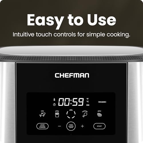 Chefman TurboFry® Touch Air Fryer, XL 8-Qt Family Size, One Touch Digital Control Presets for French Fries, Chicken, and