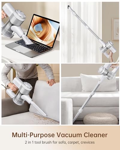 FABULETTA 23Ft Corded Stick Vacuum, Powerful 600W Telescopic Corded Vacuum for Hair and Hard Floors, Light and Portable