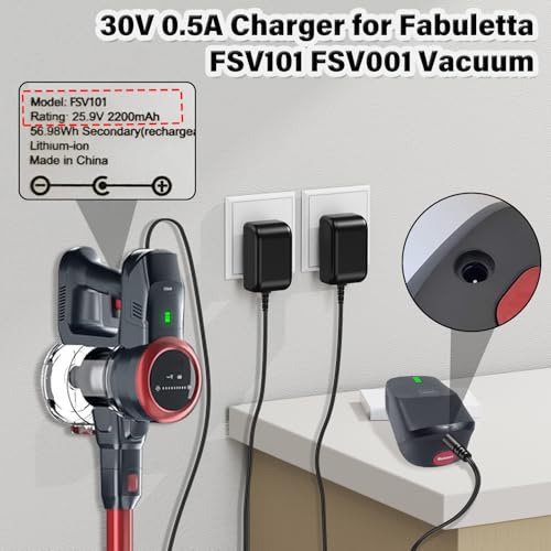 Fabuletta FSV101 FSV001 25.9V 2200mAh 250W Lithium Ion Battery Charger Cord for 30V 24Kpa Suction Cleaner UL Certified