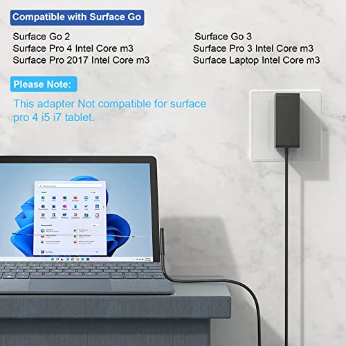 Microsoft Surface 24W Power Supply Adapter, Compatible with Go/Go 2/Go 3/Pro 4/Pro 3 AC Charger