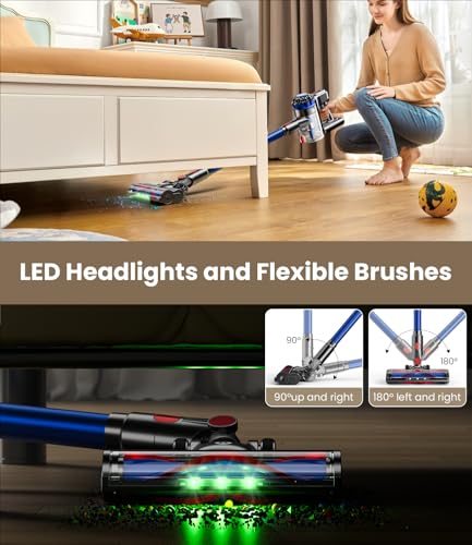 Cordless Vacuum Cleaner for Home 500W 40Kpa 60Mins | Anti-Tangle Wall Mount Charging 8 in 1 Cordless Vacuum Cleaner | L