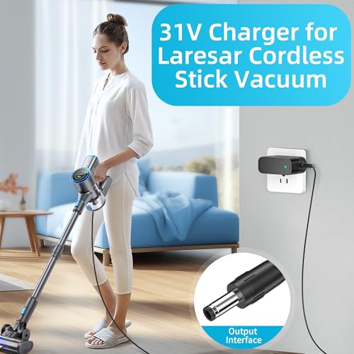 Larelse Cordless Stick Vacuum Power Cord 31V Charger Elite 5 Pro 25.9V AC Adapter Cleaner