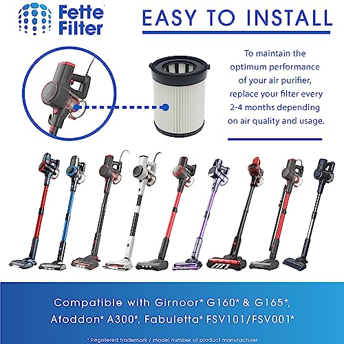 Fette Filter FSV001 Hepa Filter Replacement - Fabuletta, Girnoor, Afoddon Compatible, Premium Material, Pack of 4, Vacuu