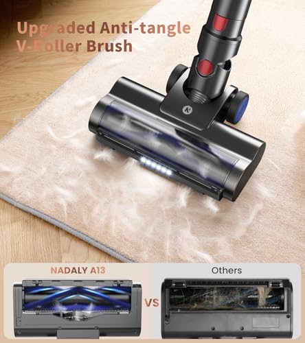 NADALY Cordless Vacuum Cleaner for Home with 45min Runtime and Rechargeable Battery | NADALY Anti-Tangle Cordless Vacuu