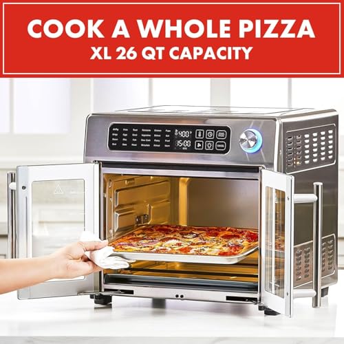 Emeril Lagasse 24 Cooking Functions French Door Air Fryer Toaster Oven, Stainless Steel, 26QT Capacity